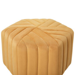 Beliani Ottman Velvet Pouffe Hexagonal Footstool Yellow 53 X 48 X 29 Cm - thumbnail 4