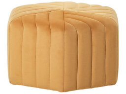 Beliani Ottman Velvet Pouffe Hexagonal Footstool Yellow 53 X 48 X 29 Cm - thumbnail 1