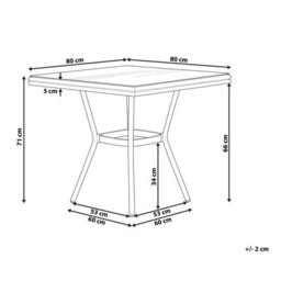 Beliani Garden Dining Table Caspri Ii 80 Cm 80 Cm Glass Grey - thumbnail 3
