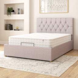 Aspire Olivier Electric Adjustable Bed Upholstered With Pocket Sprung Mattress Uk Made, Eire Linen Grey, Size Double - thumbnail 2