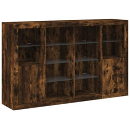 Berkfield Sideboards With Led Lights 3 Pcs Smoked Oak Engineered Wood - thumbnail 5