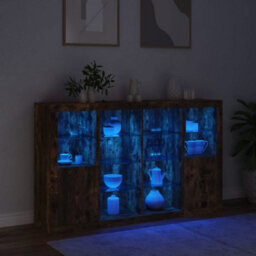 Berkfield Sideboards With Led Lights 3 Pcs Smoked Oak Engineered Wood - thumbnail 3