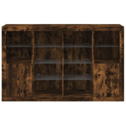 Berkfield Sideboards With Led Lights 3 Pcs Smoked Oak Engineered Wood - thumbnail 6