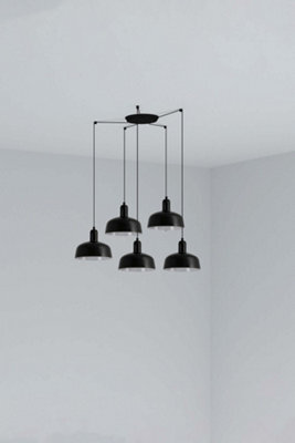 Luminosa Lighting Luminosa Tatawin Small Cluster Pendant Ceiling Light Black, Gloss Black 5X E27