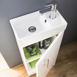 400mm Compact Bathroom Vanity Unit With Ceramic Sink - thumbnail 3