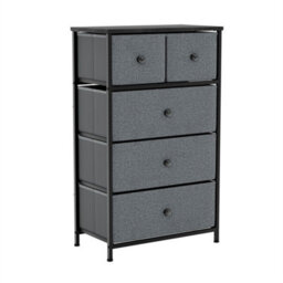 Grey & Black Modern  5 Drawer Chest Of Drawers