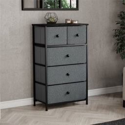 Grey & Black Modern  5 Drawer Chest Of Drawers - thumbnail 6