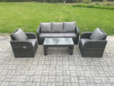 Fimous Outdoor Garden Furniture Sets 5 Seater Wicker Rattan Furniture Sofa Sets With Rectangular Coffee Table Reclining Chair - image 1