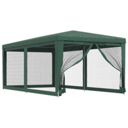 Berkfield Party Tent With 6 Mesh Sidewalls Green 3X6 M Hdpe - thumbnail 2