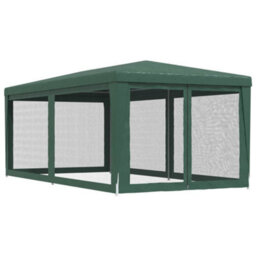 Berkfield Party Tent With 6 Mesh Sidewalls Green 3X6 M Hdpe - thumbnail 5