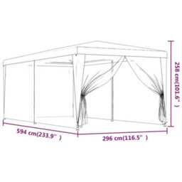 Berkfield Party Tent With 6 Mesh Sidewalls Green 3X6 M Hdpe - thumbnail 7