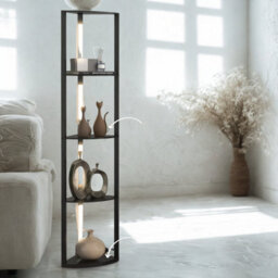 Modern Dimmable Floor Lamp For Living Room With 5 Shelves Black - thumbnail 2
