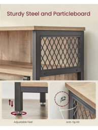 LEDREM Buffet Cabinet, Sideboard With Open Compartment, Sliding Barn Door, 30 X 70 X 80 Cm, Brown And Black - thumbnail 6