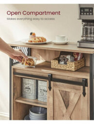 LEDREM Buffet Cabinet, Sideboard With Open Compartment, Sliding Barn Door, 30 X 70 X 80 Cm, Brown And Black - thumbnail 3