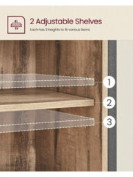 LEDREM Buffet Cabinet, Sideboard With Open Compartment, Sliding Barn Door, 30 X 70 X 80 Cm, Brown And Black - thumbnail 2