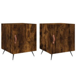 Berkfield Bedside Cabinets 2 Pcs Smoked Oak 40X40X50 Cm Engineered Wood - thumbnail 2