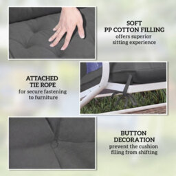 Outsunny Garden Bench Cushion, Seat Pad With Ties, Black - thumbnail 6