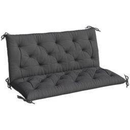 Outsunny Garden Bench Cushion, Seat Pad With Ties, Black - thumbnail 2