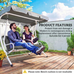 Outsunny Garden Bench Cushion, Seat Pad With Ties, Black - thumbnail 5