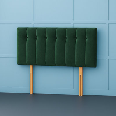 Comfy Deluxe 4Ft6 Double Florence Green Plush Velvet 26Inch Headboard