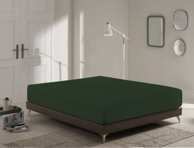 Homes & Linen Super Soft Brushed Microfiber Embossed Stripe Extra Deep Green Fitted Sheet 40Cm Mattress Cover - image 1