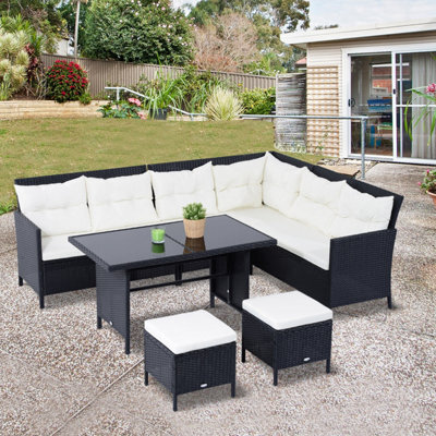 Outsunny 6 Pieces Sofa Set Furniture Rattan Cushion Seat Wicker Black Garden - image 1