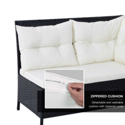 Outsunny 6 Pieces Sofa Set Furniture Rattan Cushion Seat Wicker Black Garden - thumbnail 4
