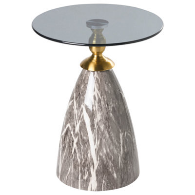 Beliani Side Table Cady Tempered Glass Black Marble - image 1