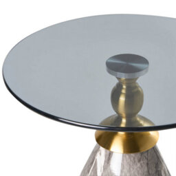 Beliani Side Table Cady Tempered Glass Black Marble - thumbnail 4