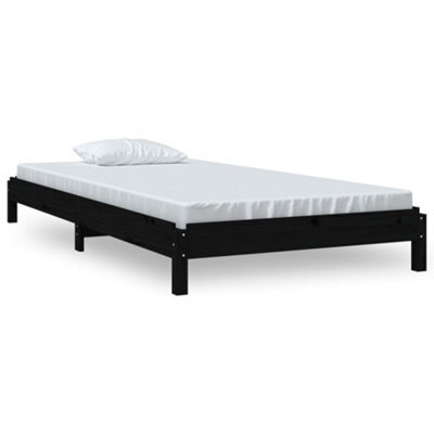 Vidaxl Stack Bed Without Mattress Black 75X190 Cm Small Single Solid Wood Pine - image 1