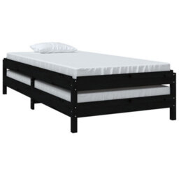 Vidaxl Stack Bed Without Mattress Black 75X190 Cm Small Single Solid Wood Pine - thumbnail 5