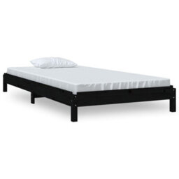 Vidaxl Stack Bed Without Mattress Black 75X190 Cm Small Single Solid Wood Pine