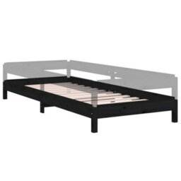 Vidaxl Stack Bed Without Mattress Black 75X190 Cm Small Single Solid Wood Pine - thumbnail 6