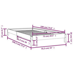 Vidaxl Stack Bed Without Mattress Black 75X190 Cm Small Single Solid Wood Pine - thumbnail 3