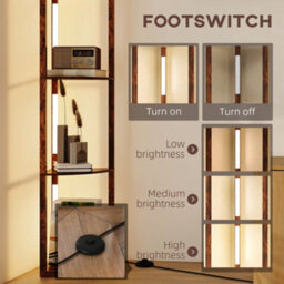 Homcom Corner Floor Lamp With Dimmable Warm White Led Light, Rustic Brown - thumbnail 7