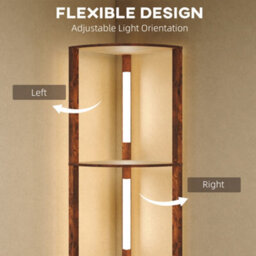 Homcom Corner Floor Lamp With Dimmable Warm White Led Light, Rustic Brown - thumbnail 6