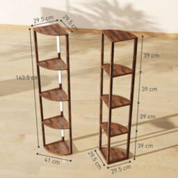 Homcom Corner Floor Lamp With Dimmable Warm White Led Light, Rustic Brown - thumbnail 3