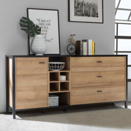 Furniture To Go High Rock (Large) Sideboard In Matt Black/riviera Oak - thumbnail 7