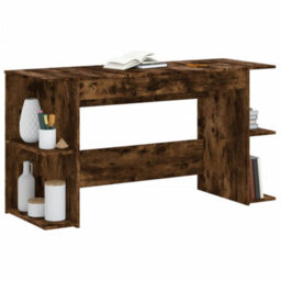 Berkfield Desk Smoked Oak 140X50X75 Cm Engineered Wood - thumbnail 3