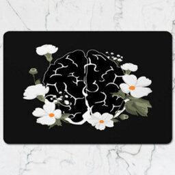 Benjamin Tate Design Designer Artwork Placemat Coaster Set With Wood Base, Limited Edition Black Floral Motif - thumbnail 2