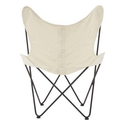Orsina Compact Ivory Butterfly Chair, Sling Seat Occasional Chair For Outdoor Garden, Durable Accent Lounge Chair - image 1