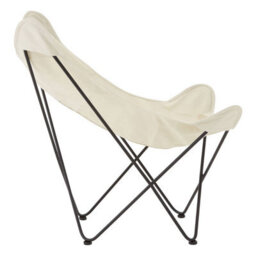 Orsina Compact Ivory Butterfly Chair, Sling Seat Occasional Chair For Outdoor Garden, Durable Accent Lounge Chair - thumbnail 3