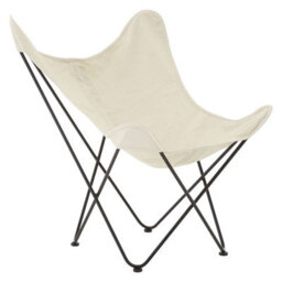Orsina Compact Ivory Butterfly Chair, Sling Seat Occasional Chair For Outdoor Garden, Durable Accent Lounge Chair - thumbnail 2