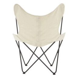 Orsina Compact Ivory Butterfly Chair, Sling Seat Occasional Chair For Outdoor Garden, Durable Accent Lounge Chair