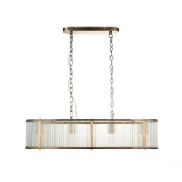 Loops Elegant 2 Pack Of Antique Brass Hanging Ceiling Pendant Lights With Ribbed Glass - thumbnail 9