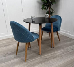 Life Interiors Lucia Dining Set With Round Table And Set Of 2 Lucia Velvet Dining Chairs - thumbnail 1
