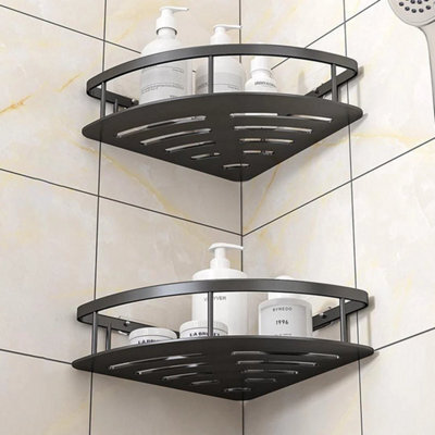 2X Corner Shower Caddy Bathroom Storage Shelf Rack Basket Organiser Tidy Tray - image 1