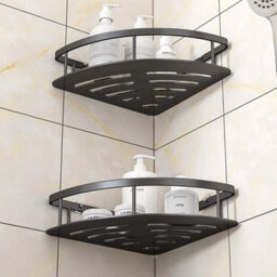 2X Corner Shower Caddy Bathroom Storage Shelf Rack Basket Organiser Tidy Tray - thumbnail 1