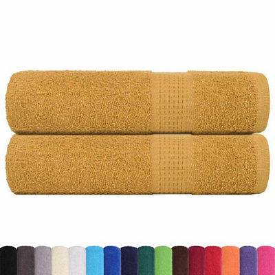 Berkfield Durable Shower Towels 2 Pcs Gold 70X140 Cm 360 Gsm 100% Cotton