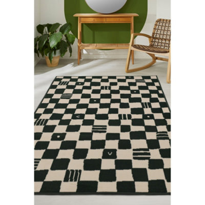 Melrose Fun Checkered Green Chessboard Style Design Indoor Medium Area Rug 120X170Cm - image 1